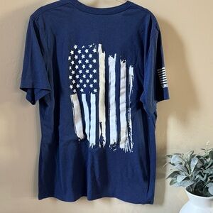 Nine Line Men's Navy Short Sleeve Tee with Distressed Flag Graphic